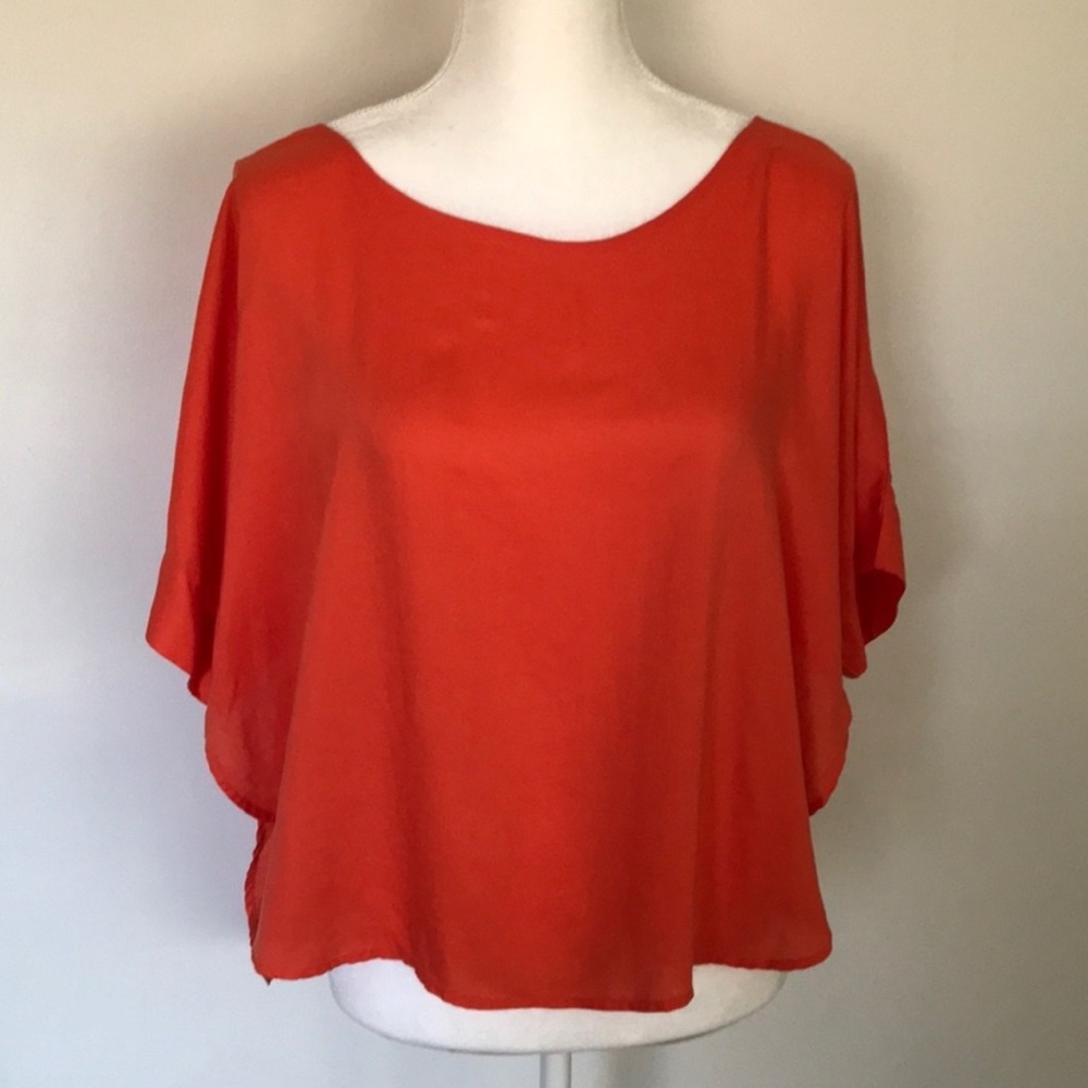 Anthropologie Cloth & Stone Coral Orange Oversized Flowy Hi-Lo Blouse Medium